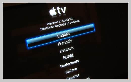 Apple TV 言語選択画面