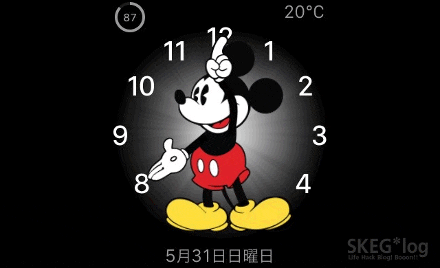 Apple Watch 文字盤 ミッキーマウスアニメーション
