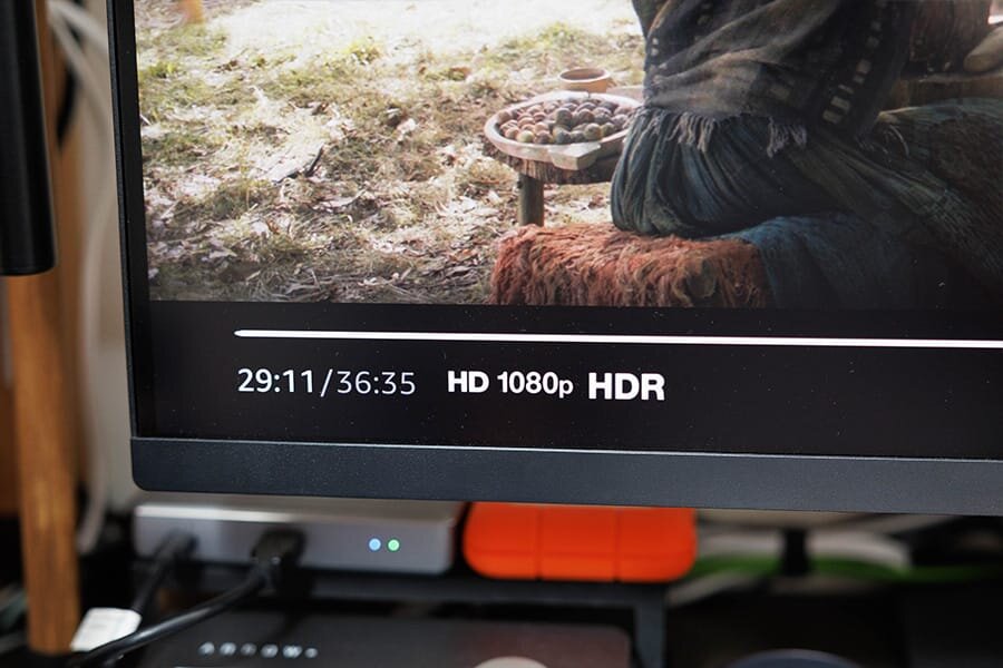 4K ULTRA HD作品の視聴中「HD 1080p HDR」と表示される