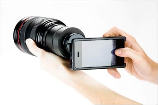 iPhoneにデジタル一眼レフ用レンズを装着できるアダプター