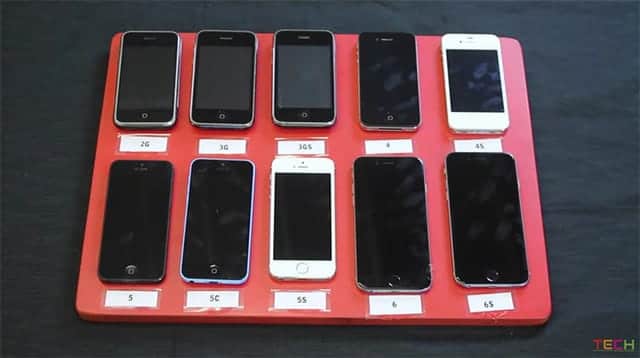 10台の歴代iPhone