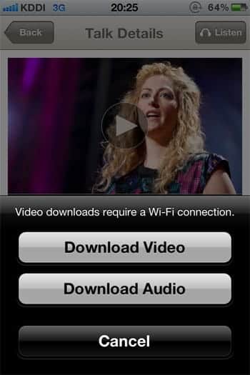 TEDアプリ　ダウンロードはWi-Fi回線の時のみ