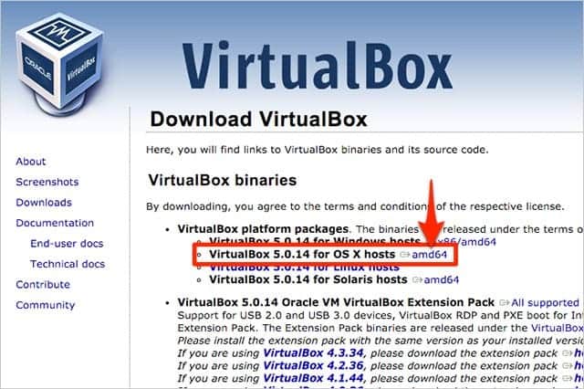 VirtualBoxのダウンロード