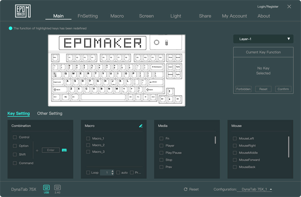 EPOMAKER Driverアプリでキーレイアウトを変更可能