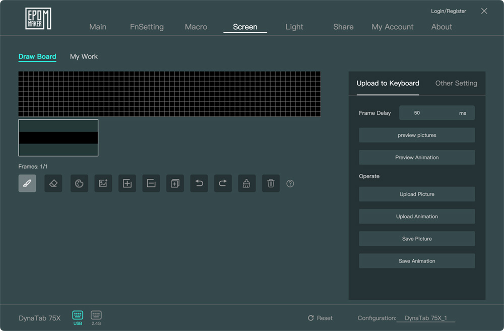 EPOMAKER DriverアプリでLEDディスプレイの文字を自作することも可能